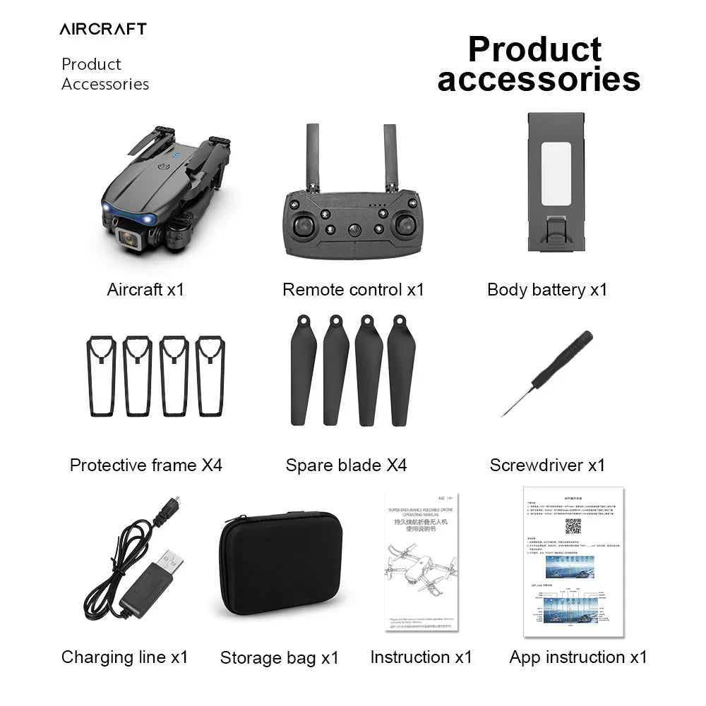 Professional HD E99Pro Drone 4k Dual WIFI fpv Quadcopter Aircraft with Obstacle Avoidance for Aerial Photography Drone Camera