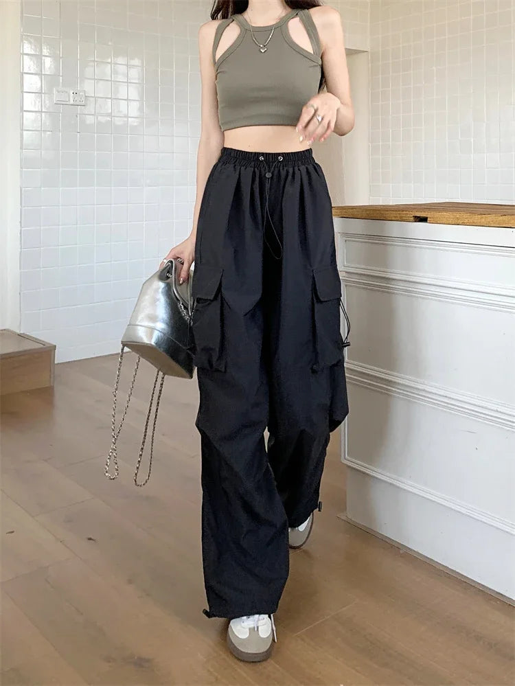 High Waist Wide Leg Workwear Pants Women's Spring 2024 Loose Sun Protection Casual Sports Thin Style Fashionable Trousers