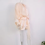 Pleated Mini Dress Women New Fashion Puff Sleeve Elegant V-neck High Waist Evening Party Dresses Lady Holiday Beach Vestidos