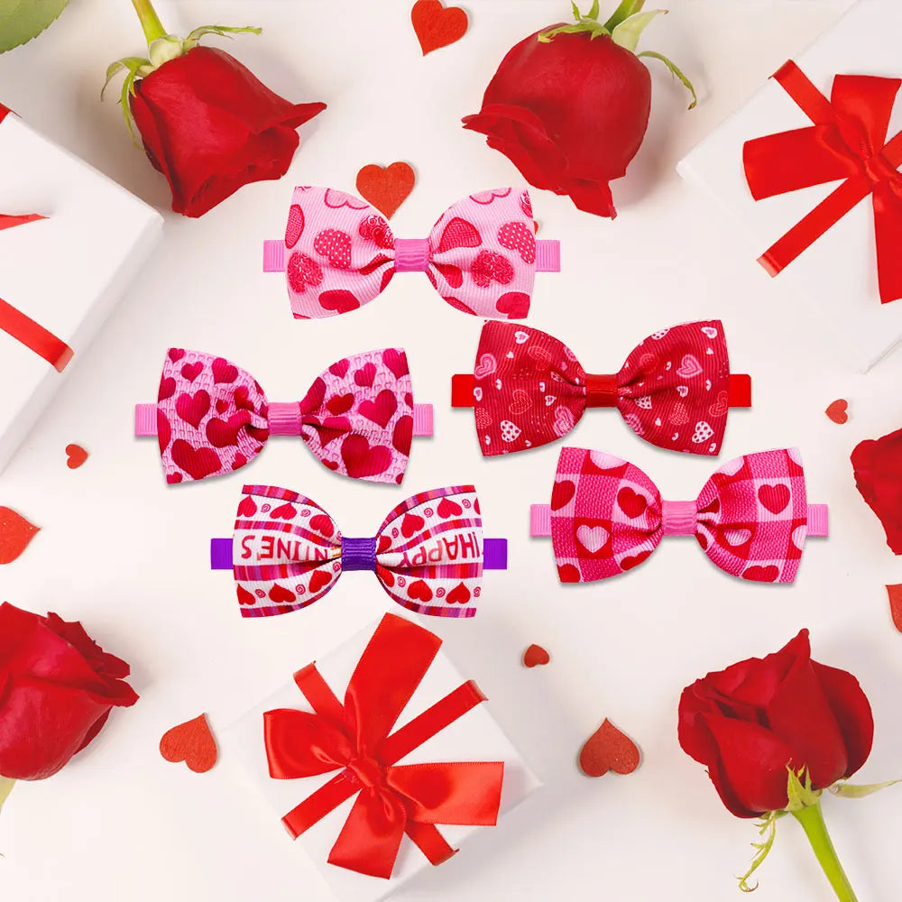 10pc Dog Bow Tie Valentine's Day Dog Grooming Accesories Pink Love Pets Dogs Bowties Neckties Spring  Samll Dog Accessories