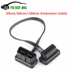 30/60/100CM Flat+Thin As Noodle 16 Pin Socket OBD OBDII 16Pin Male To Female Car Scanner OBD2 Extension Cable Connector
