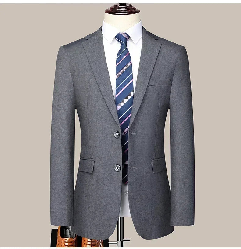 S-8XL New  (Blazer+ Pants) Men's Fashion Business Gentleman Trend Slim-fit Casual Wedding Travel Plus-size Solid Color Suit