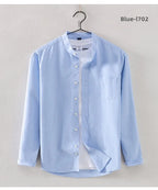 2025 Cotton Stand-up Neck Oxford Spinning Anti-wrinkle Casual  Spring  Autumn New Men's Shirt Jackets  Long Sleeve Shirt Men's