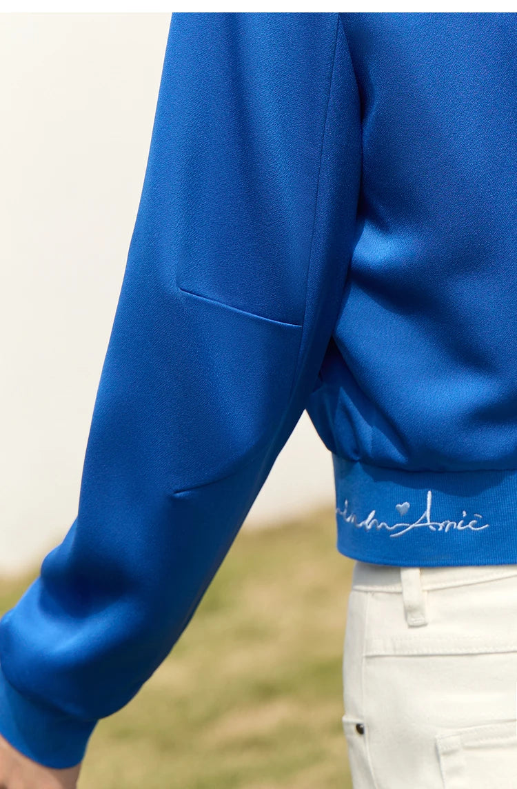 AMII Minimalism Jacket Woman Baseball Jacket Embroidery Letter Zipper 2023 Spring New Casual Women's Clothes Female Top 72331004