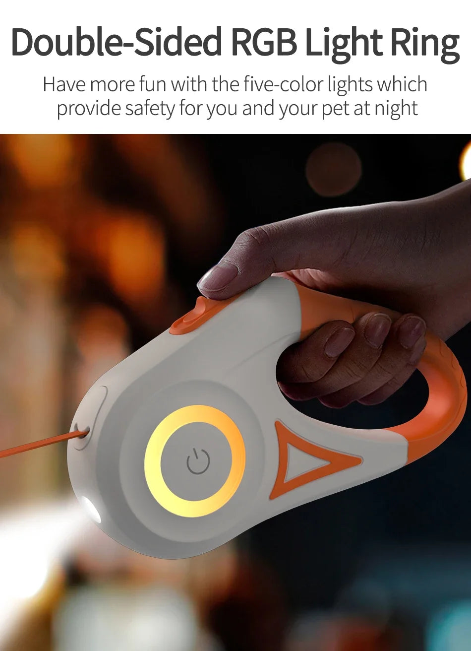 3/5M Automatic Dog Leash Retractable LED Luminous Leading Fashion Light Straps for Dog Puppy Pet Flexi Walking Running Lead