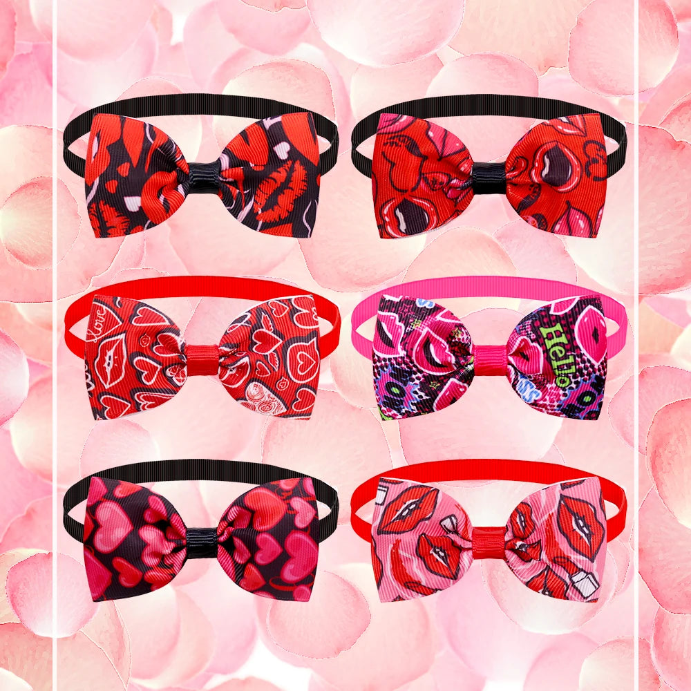 10pc Dog Bow Tie Valentine's Day Dog Grooming Accesories Pink Love Pets Dogs Bowties Neckties Spring  Samll Dog Accessories