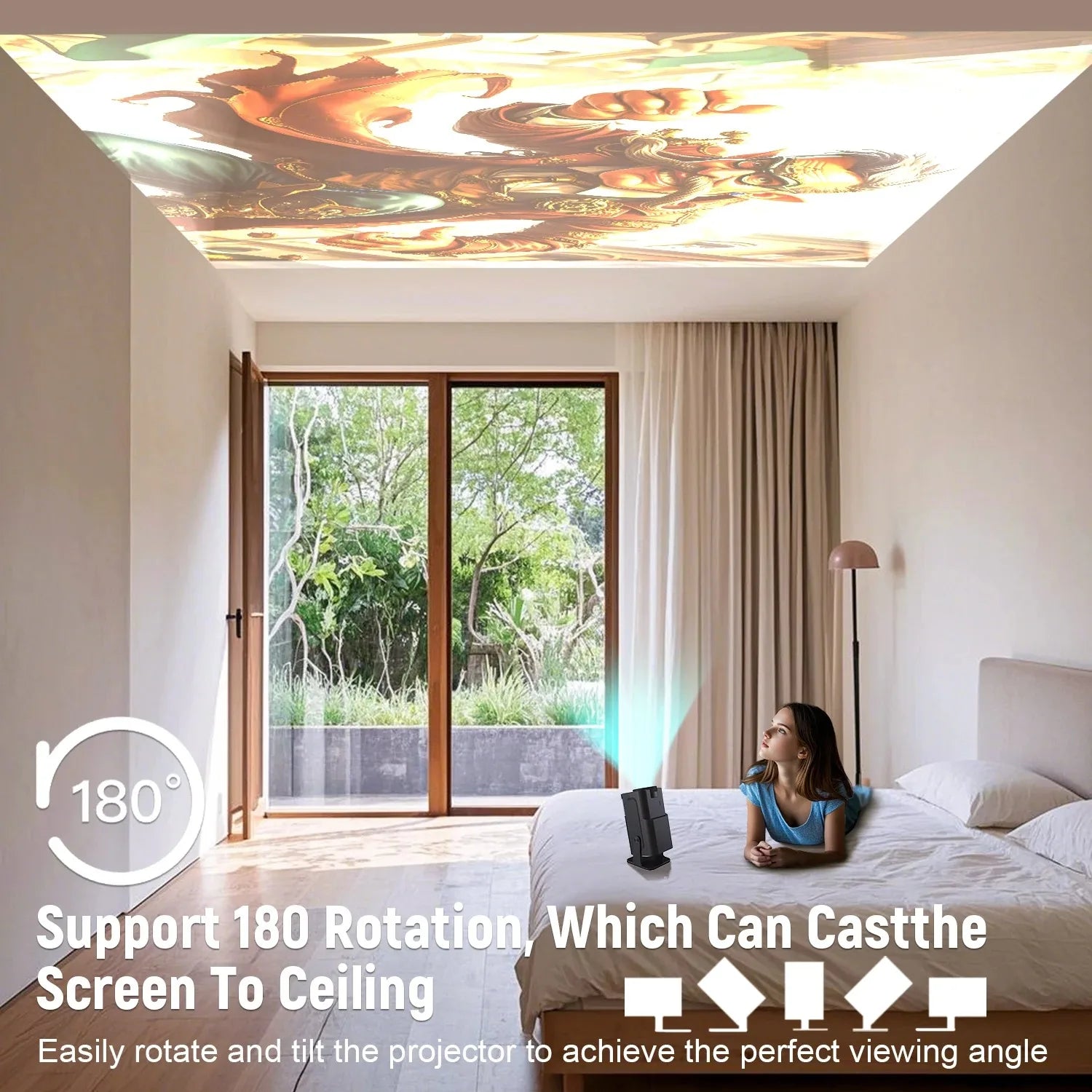 Projector Netflix Officially Licensed HY320 Android 11 1080P 500ANSI Amlogic S950D4 WIFi6.0 BT5.2 Mini 4K Projector