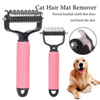 Pet Detangling Comb Handheld Dogs Cats Undercoat Rake Double-Sided Stainless Steel Teeth Deshedding Grooming Brush for Shedding