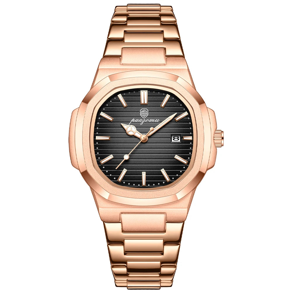 PENGAGAR Trend Men's Watches Classic Fashion Original Quartz Watch for Man Square Dial Waterproof Luminous Date Wristwatch Reloj