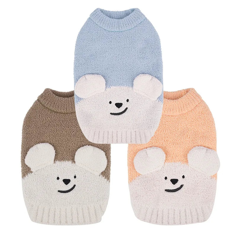Warm Dog Sweaters Soft Comfortable Fleece Pet Sweaters for Small Dogs Cute Bear Puppy Knitted Coat for Chihuahua Maltese Bichon