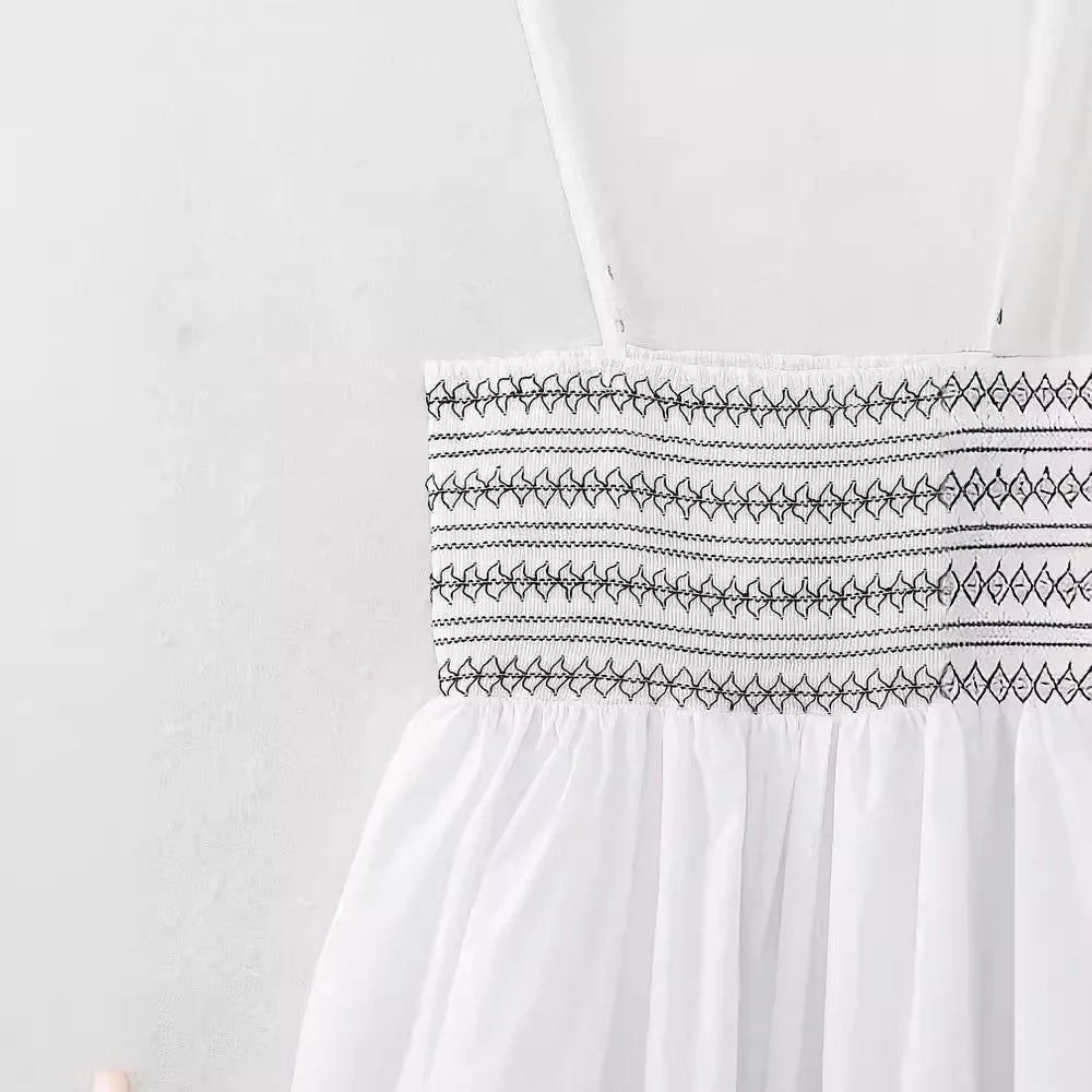Neck Sleeveless Mid-Calf Party Dress Chest Elastic A-line Dress TRAF Elegant Summer Women Patchwork Strap Dress 2024 Sexy