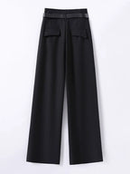 Female Formal Straight Suit Pants Women Office High Waist Wide Leg Pantalones With Belt Spring Fall Korean Casual Loose Calca