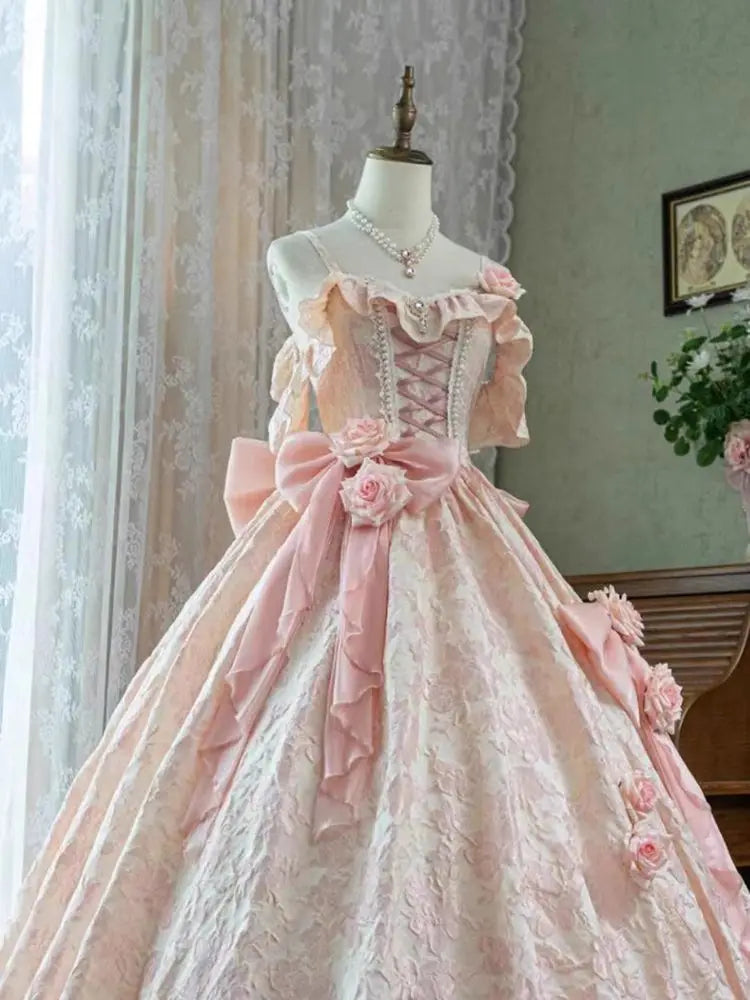 Japan Pink Lolita Wedding Floor-Length Dress Gorgeous Adult Formal Dress Heavy Industry 2024 New