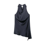 MYST&ZA2025 new summer women's casual simple halter neck backless sleeveless top + drawstring wide-leg trousers