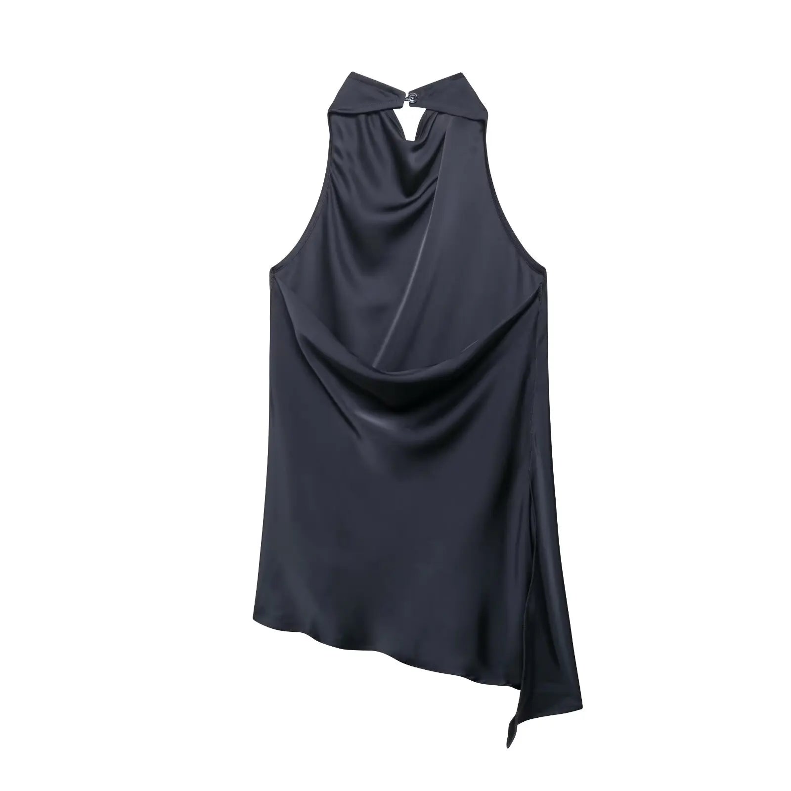 MYST&ZA2025 new summer women's casual simple halter neck backless sleeveless top + drawstring wide-leg trousers