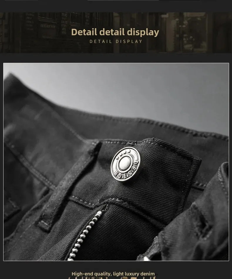 WhiteJeans Men's High-End European Style Jeans Lightweight Luxury Trendy Long Pants Business Casual Pants For Spring 2024