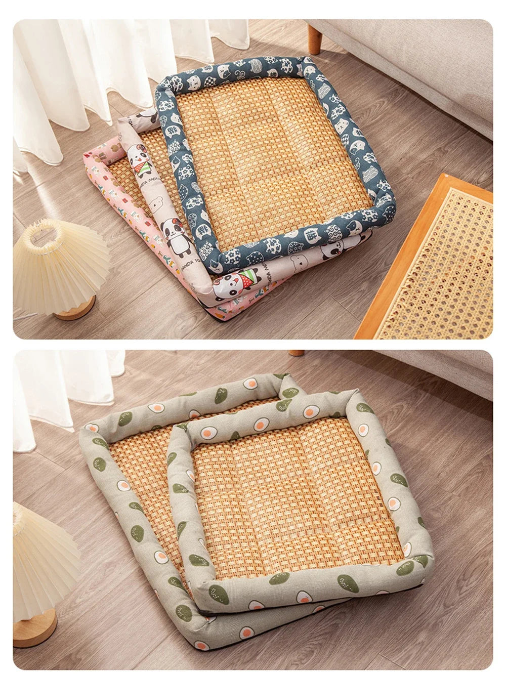 Summer Cat Nest Pet Cooling Mat Dog Cooling Sofa Breathable Pad Moistureproof Rattan Wear Cat Puppy Basket Mats cama para