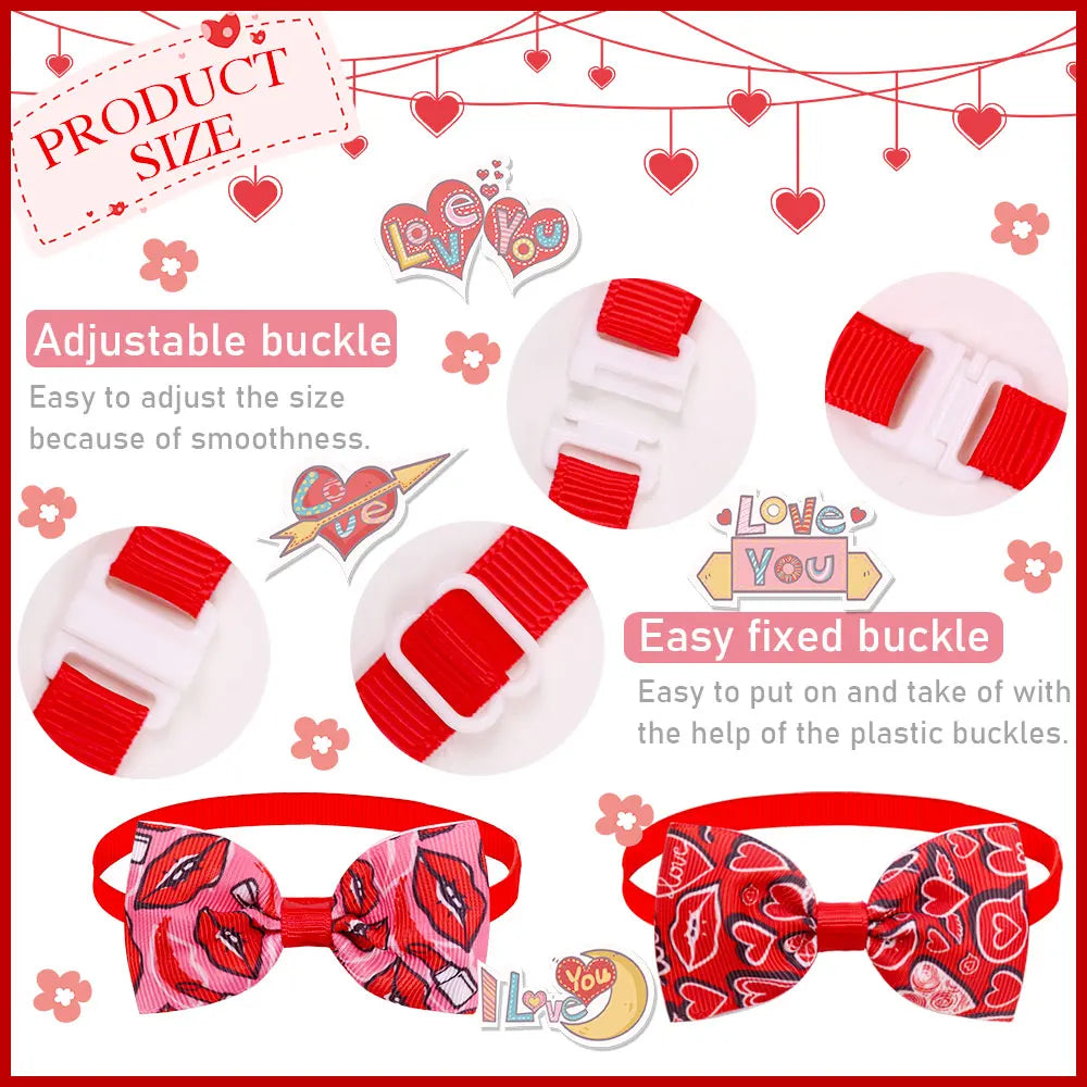 10pc Dog Bow Tie Valentine's Day Dog Grooming Accesories Pink Love Pets Dogs Bowties Neckties Spring  Samll Dog Accessories