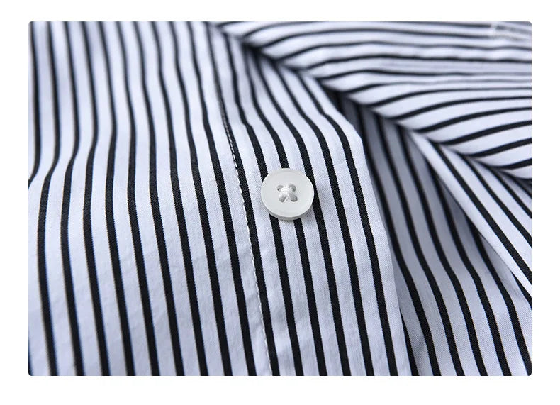 2025 Spring Summer New Casual Striped Cotton Short Sleeve Shirts for Men Clothing Soft Turn-down Collar Shirts DCC03