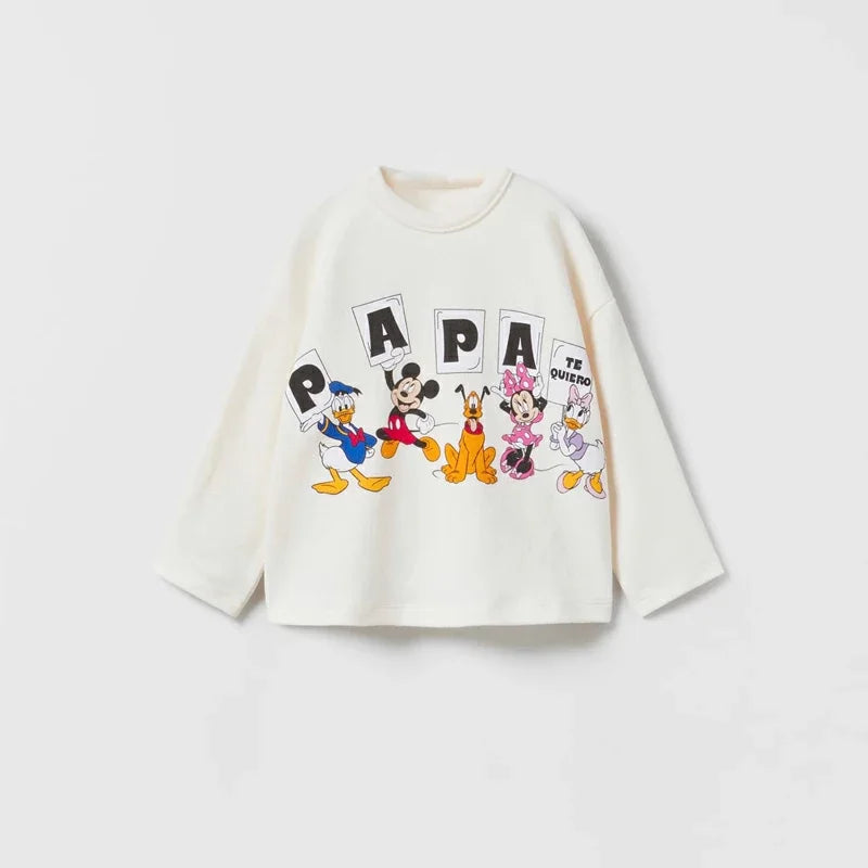 Long Sleeve Tshirt Printing Base Shirt Thin Cotton Soft Early Spring Wear Toddler Girls New Cartoon Fashion Round Neck T