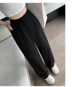 2025 New Spring Summer Tapered Wide Leg Suit Pants White High Waist Drop Hem Loose Straight Casual Slim Fit Trousers Female