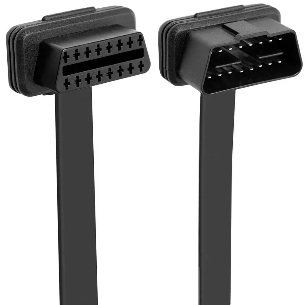 30/60/100/150CM  Flat and Thin OBD2 16-pin Extender Male To Female OBD 16-pin Adapter Elbow ELM327 Automotive Detection Cable