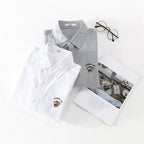 High-end Shirt Men's Autumn Casual Top Little Tiger Embroidery White Inch Shirt Versatile Simple Shirt Trend