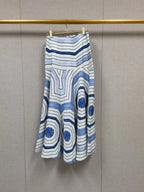 Elegant 2025 Summer Women's Geometric Print Contrasting Collar Shirt+Shorts+Long Sleeved Shirt+Pleated Skirt Set