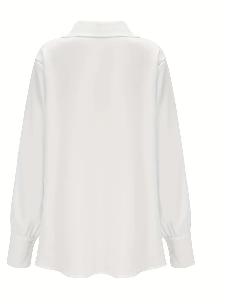 Fashion Elegant Solid Color Lapel Neck Shirt Female 2025 Spring Summer Simple Style Tops Women's Comfortable Casual Loose Blouse