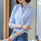 Women's Clothing Commute Striped Shirt 2025 New Spring Autumn Long Sleeve Fashion Single-breasted Casual Turn-down Collar Blouse
