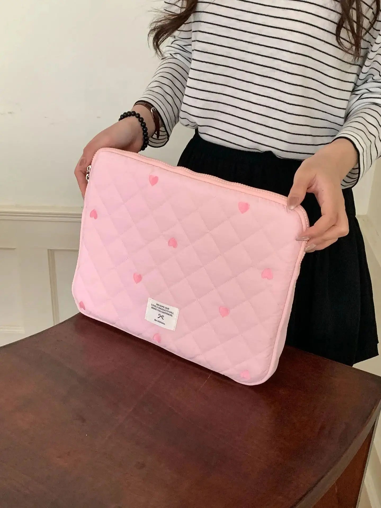 Cute Print Love Embroidery Laptop Bag 11 13.3 14 15 15.6 16 Inch Computer Bag Protection Case Laptop Sleeve Computer Case Bag