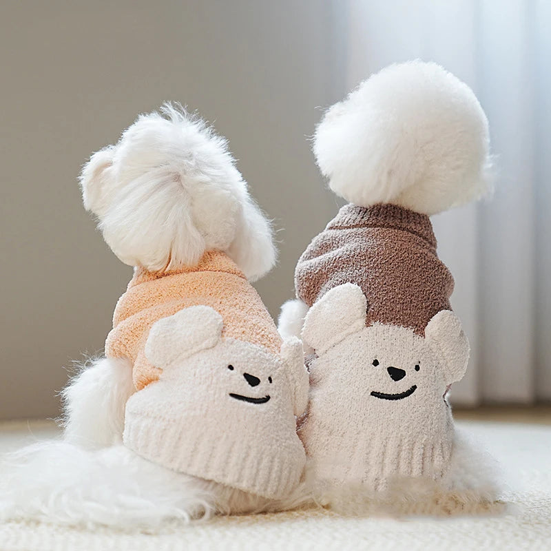 Warm Dog Sweaters Soft Comfortable Fleece Pet Sweaters for Small Dogs Cute Bear Puppy Knitted Coat for Chihuahua Maltese Bichon