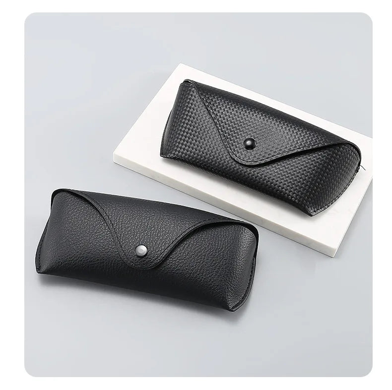 New Sunglasses Cases Large Black New Red Lined Leather Business Litchi Pattern Sunglasses Glasses Case  Eyewear Accessories