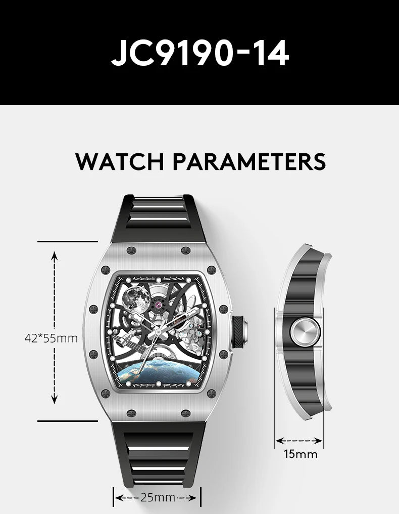 Luxury Automatic Watches Mens Mechanical Watch Bracelet Accessories  Waterproof Stainless Steel Clock Relogio