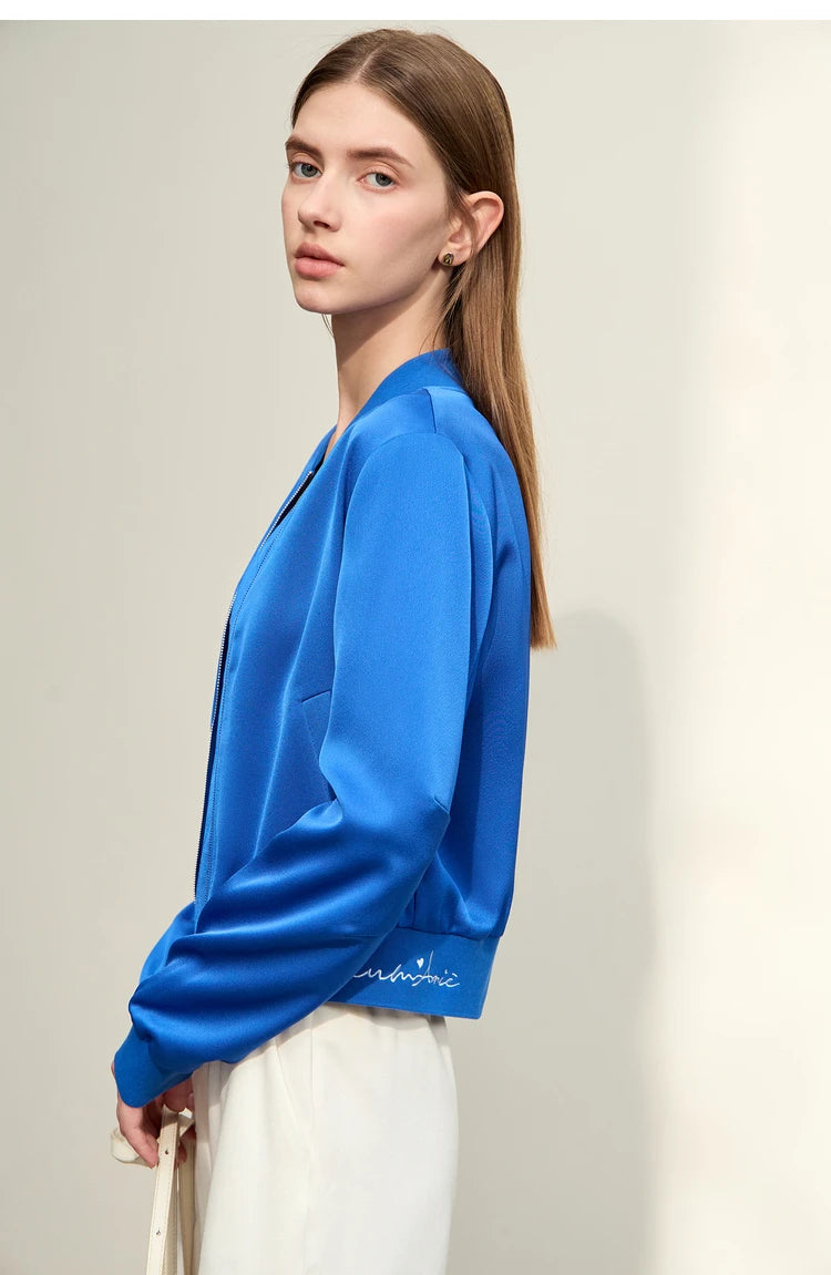 AMII Minimalism Jacket Woman Baseball Jacket Embroidery Letter Zipper 2023 Spring New Casual Women's Clothes Female Top 72331004