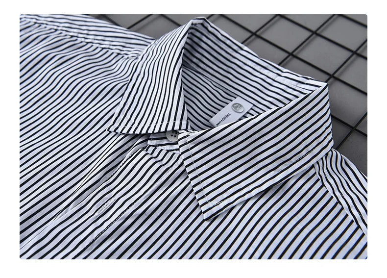 2025 Spring Summer New Casual Striped Cotton Short Sleeve Shirts for Men Clothing Soft Turn-down Collar Shirts DCC03