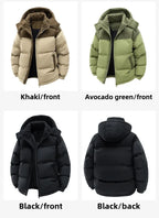 High Quality Thickened Cotton Jacket for Men Winter Windproof Warm Hooded Coat Couple Casual Wear Chinese Brand Outerwear