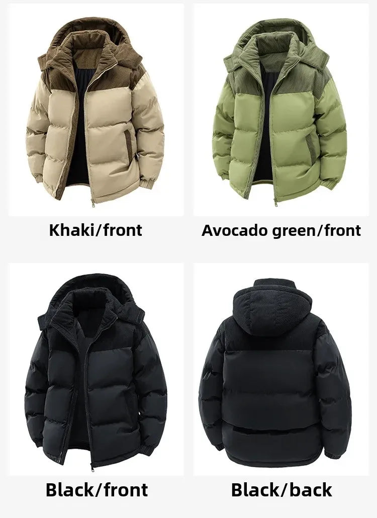 High Quality Thickened Cotton Jacket for Men Winter Windproof Warm Hooded Coat Couple Casual Wear Chinese Brand Outerwear