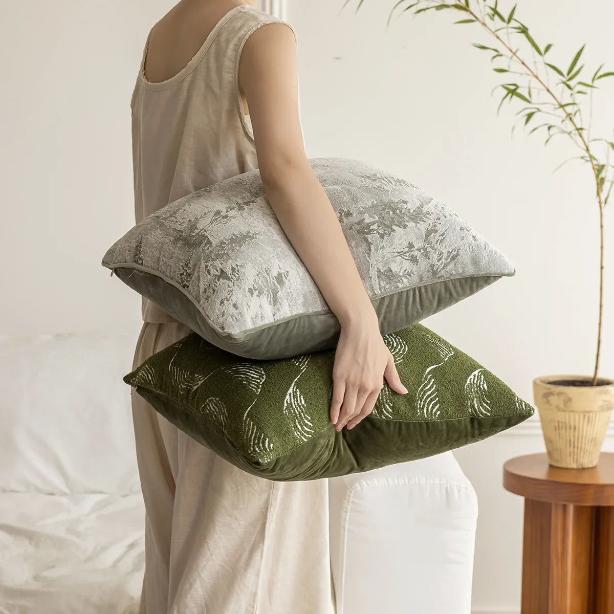 45X45CM Green Retro Throw Pillow Cover French Light Luxury Stamping Waist Cushion Cover Decor Home Decorative Pillowcase