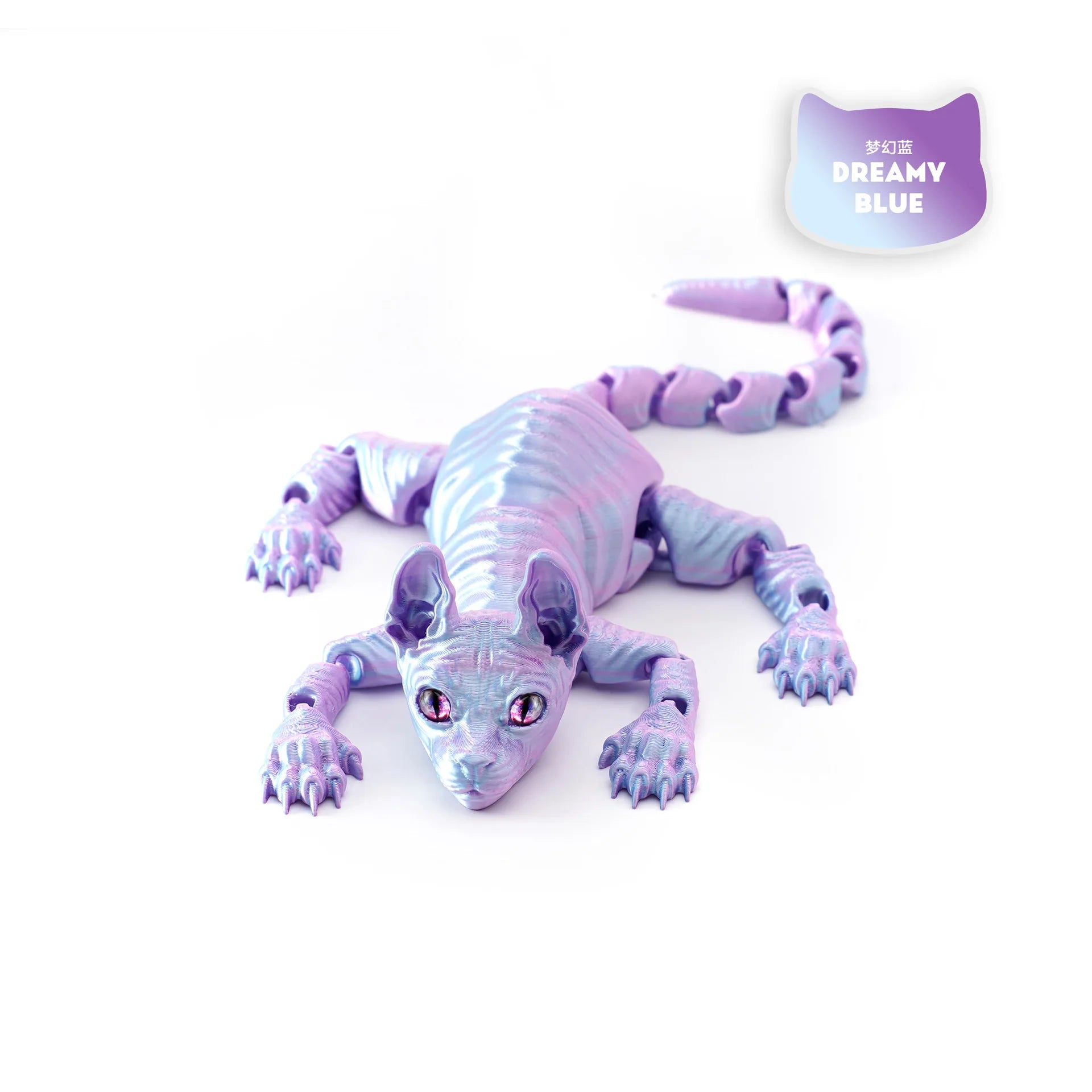 3D Printed Sphynx Cat Animals Toy Realistic Hairless Figurine Articulated Cat Fidget Toy for Cat Lover Collector Home Decoration