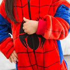 Boy Girl Children Spider Red Pajamas Set Flannel Kids Animal Cartoon Cosplay Hooded Pijama infantil Kigurumi Sleepwear