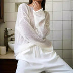 Y2k Women 2024 Summer Autumn Women Pullovers Chic Pink Casual Fashion Loose Elegant Sweater White Jumper Sueter Mujer