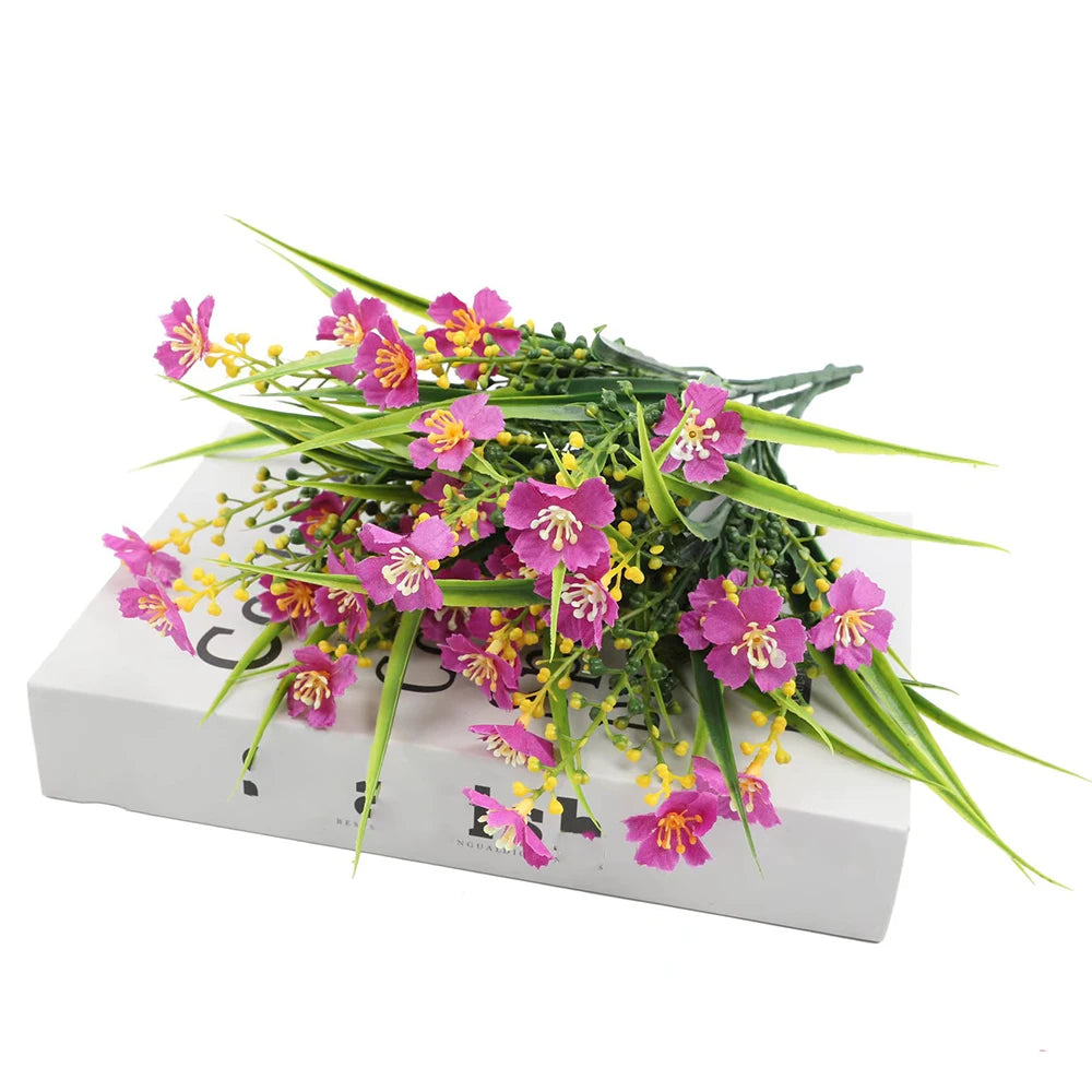 Artificial Flowers Outdoor UV Resistant Fake Plant for Home Garden Yard Wedding Decor Plastic Spring Summer Shrub Plants  Flower