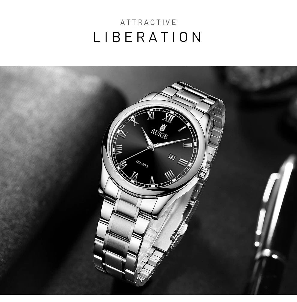 RUIGE Fashion Men's Watch Roman Scale Minimalist Men's Famous Watch Night Glow Waterproof Trendy Watch