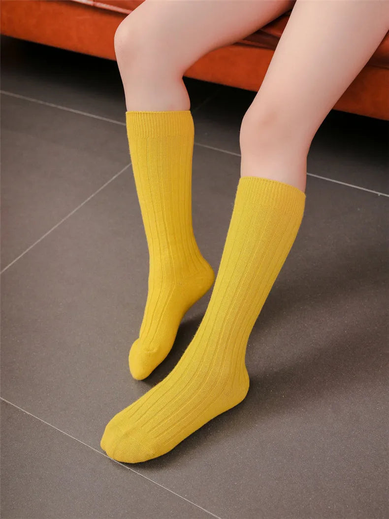 3Pairs/Lot Baby Knee High Socks Kids Girls Boys Soft Cotton Long Sock Cute Spanish Stripe Solid Children Socken For 0-8Years