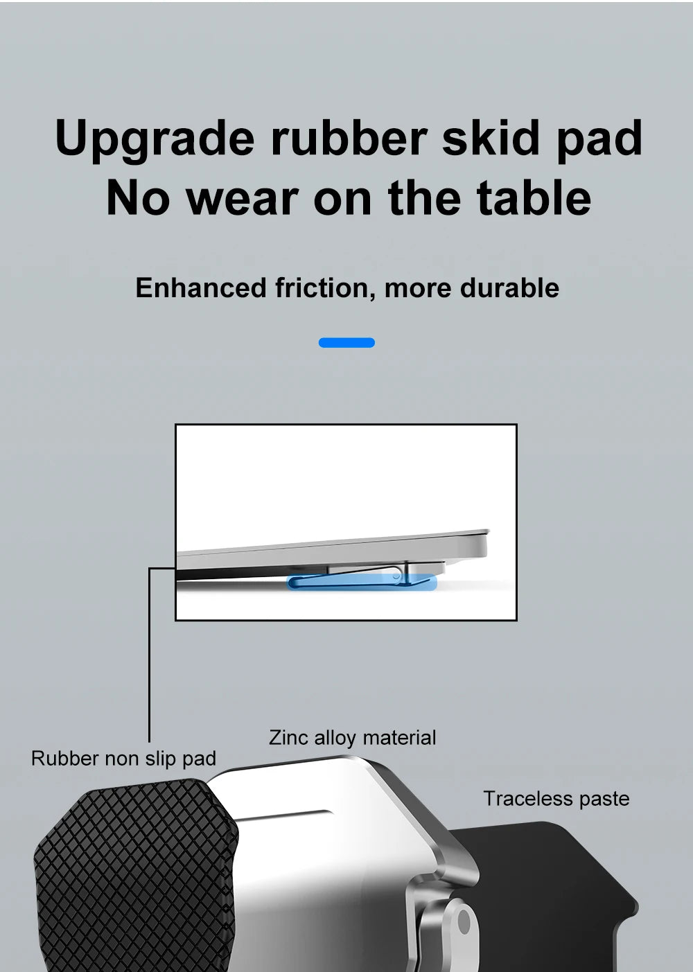 2Pcs Desktop Foldable Laptop Stand Base Portable Small Metal Base Universal Anti-Slip Stand Adjustable Notebook Cooling Holder