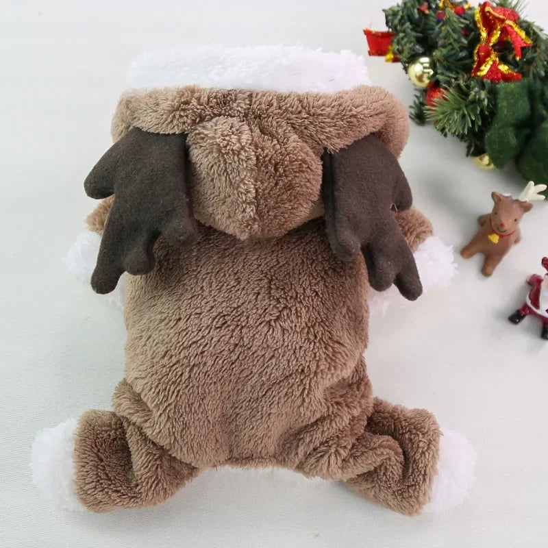 Pet Dog Cat Halloween Christmas Costume Cosplay Elk Dog Costumes for Small Dogs Winter Warm Dog Cat Clothes