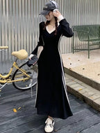 Plus Size 4xl 5xl Casual Slim Long Sleeve Dresses Summer Black Office Lady Womens Clothing Spring Korean Fashion Elegant Dress