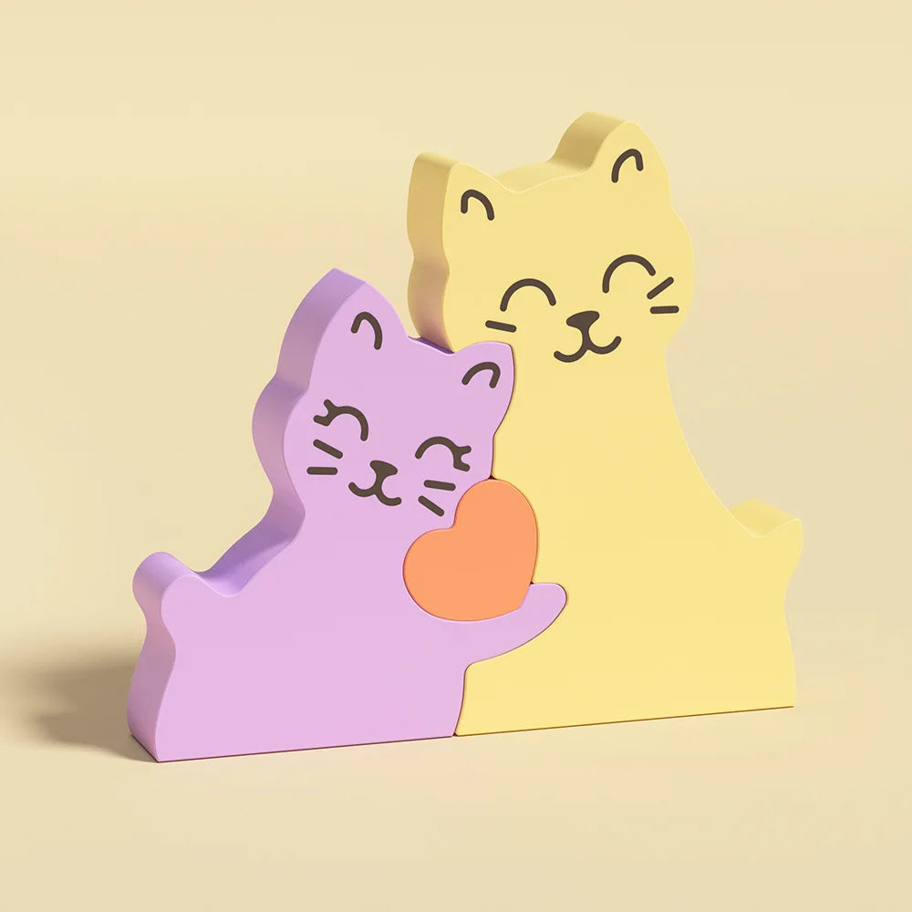 Dogs Family Puzzles Clay Silicone Mold Cat Bear Elephant Gypsum Plaster Mould Animal Craft Ornament Cement Concrete Resin Mold