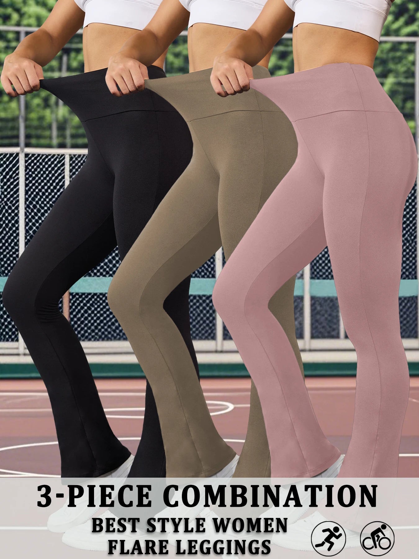 3 Pack Women's Super Soft Flare Pants High Waisted Tummy Control Workout Yoga Push Up Gym Fitness Long Leggings Bell Bottoms